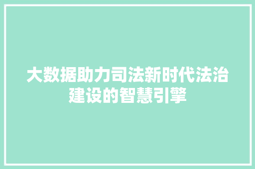 大数据助力司法新时代法治建设的智慧引擎