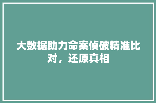 大数据助力命案侦破精准比对，还原真相