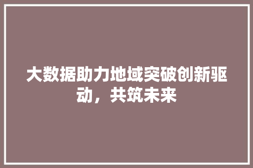 大数据助力地域突破创新驱动，共筑未来 Web前端