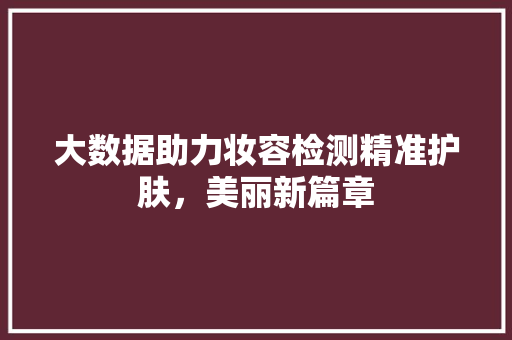 大数据助力妆容检测精准护肤，美丽新篇章