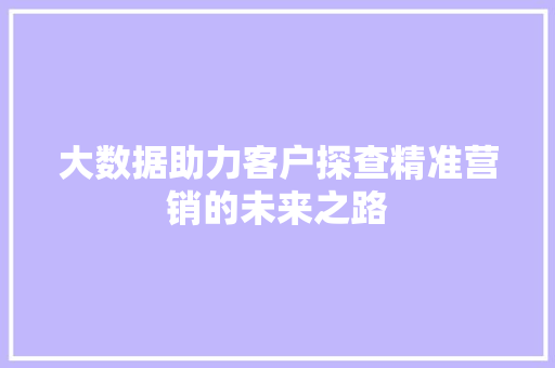 大数据助力客户探查精准营销的未来之路