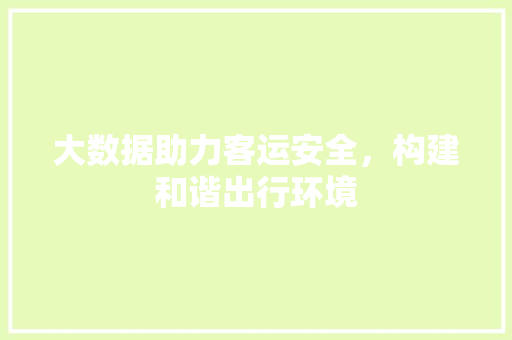 大数据助力客运安全，构建和谐出行环境