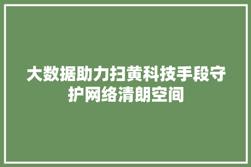 大数据助力扫黄科技手段守护网络清朗空间