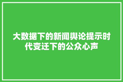 大数据下的新闻舆论提示时代变迁下的公众心声