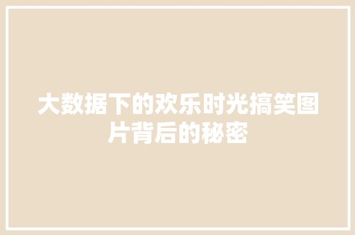 大数据下的欢乐时光搞笑图片背后的秘密