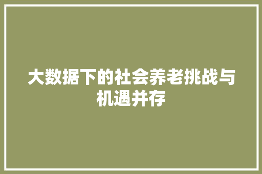 大数据下的社会养老挑战与机遇并存