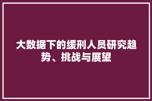 大数据下的缓刑人员研究趋势、挑战与展望