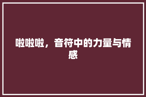 啦啦啦，音符中的力量与情感