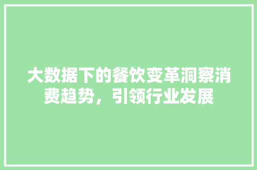 大数据下的餐饮变革洞察消费趋势，引领行业发展