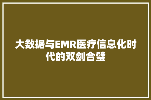 大数据与EMR医疗信息化时代的双剑合璧