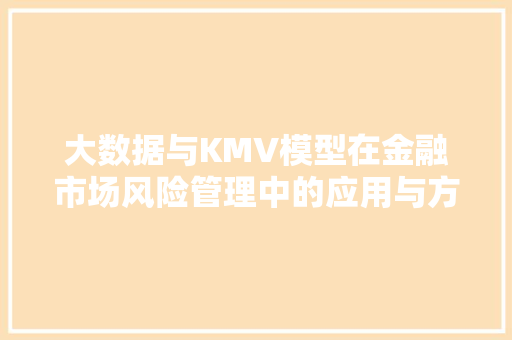 大数据与KMV模型在金融市场风险管理中的应用与方法 Web前端