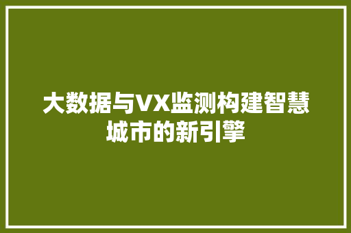 大数据与VX监测构建智慧城市的新引擎 SEO教程