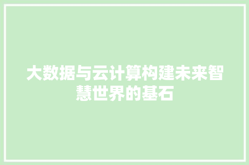 大数据与云计算构建未来智慧世界的基石