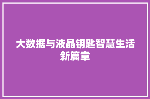 大数据与液晶钥匙智慧生活新篇章