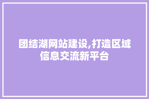 团结湖网站建设,打造区域信息交流新平台
