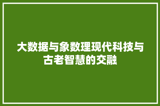 大数据与象数理现代科技与古老智慧的交融