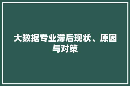大数据专业滞后现状、原因与对策