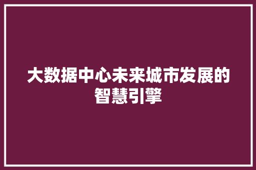 大数据中心未来城市发展的智慧引擎