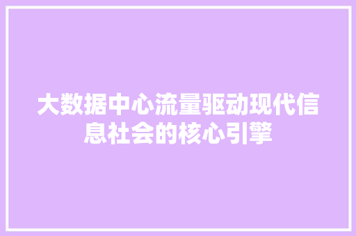 大数据中心流量驱动现代信息社会的核心引擎