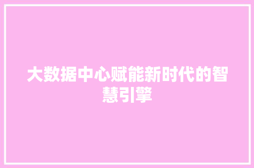 大数据中心赋能新时代的智慧引擎