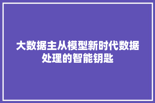 大数据主从模型新时代数据处理的智能钥匙