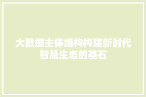 大数据主体结构构建新时代智慧生态的基石