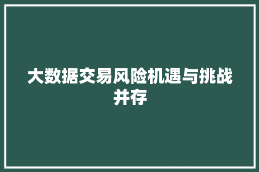 大数据交易风险机遇与挑战并存