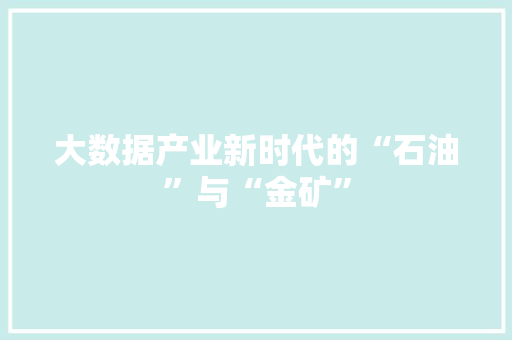 大数据产业新时代的“石油”与“金矿”