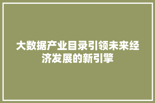 大数据产业目录引领未来经济发展的新引擎