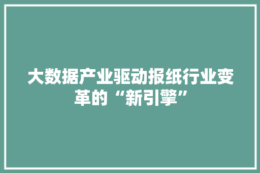 大数据产业驱动报纸行业变革的“新引擎”