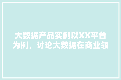 大数据产品实例以XX平台为例，讨论大数据在商业领域的应用