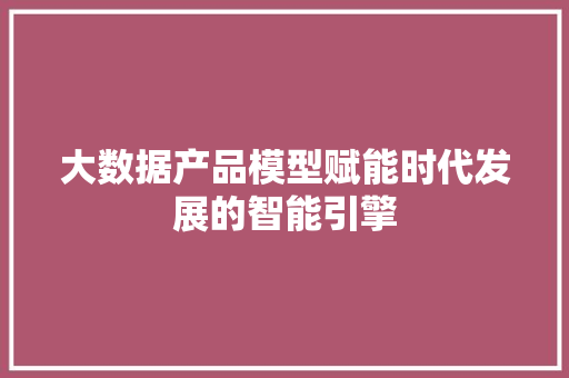 大数据产品模型赋能时代发展的智能引擎