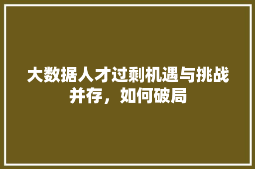 大数据人才过剩机遇与挑战并存，如何破局