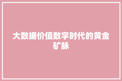 大数据价值数字时代的黄金矿脉
