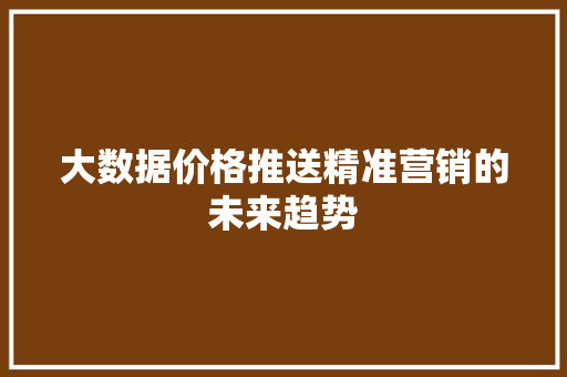 大数据价格推送精准营销的未来趋势