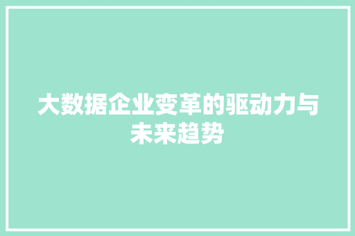 大数据企业变革的驱动力与未来趋势