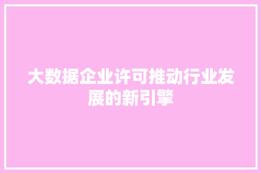 大数据企业许可推动行业发展的新引擎
