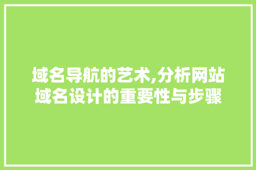 域名导航的艺术,分析网站域名设计的重要性与步骤