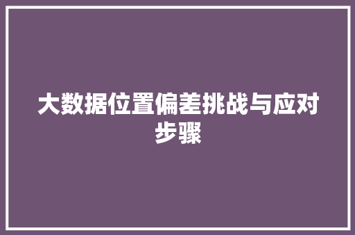 大数据位置偏差挑战与应对步骤