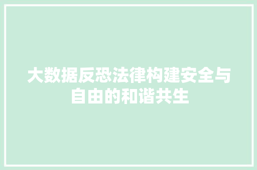 大数据反恐法律构建安全与自由的和谐共生 建站教程