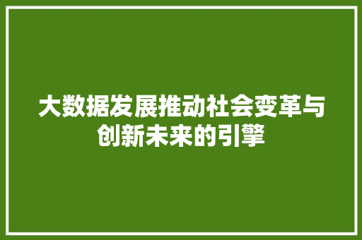 大数据发展推动社会变革与创新未来的引擎 Web前端
