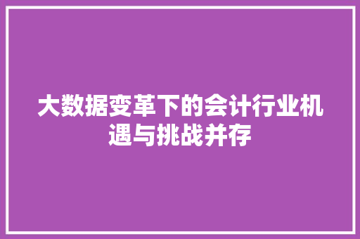 大数据变革下的会计行业机遇与挑战并存