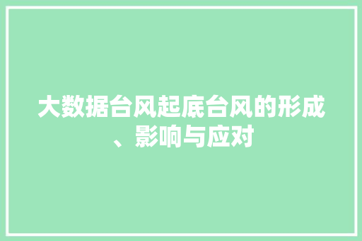 大数据台风起底台风的形成、影响与应对