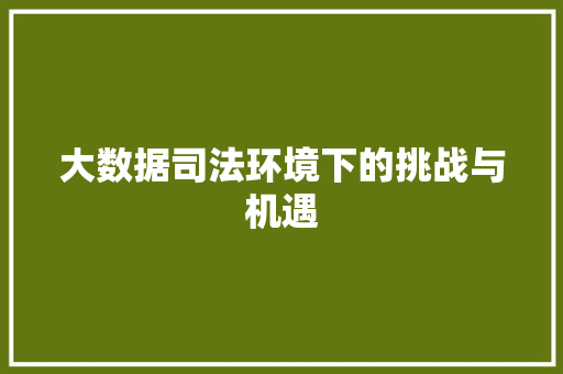 大数据司法环境下的挑战与机遇