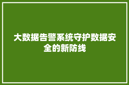 大数据告警系统守护数据安全的新防线 WordPress教程