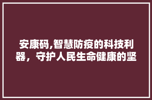 安康码,智慧防疫的科技利器，守护人民生命健康的坚强屏障
