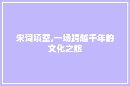 宋词填空,一场跨越千年的文化之旅