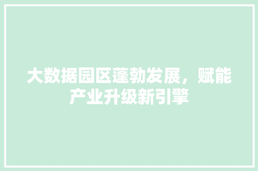大数据园区蓬勃发展，赋能产业升级新引擎 服务器/数据库
