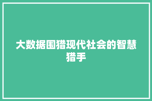 大数据围猎现代社会的智慧猎手 友链在线