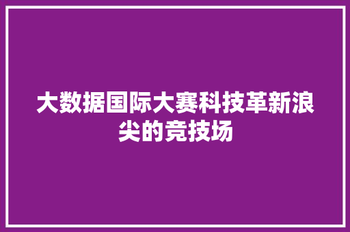 大数据国际大赛科技革新浪尖的竞技场 SEO教程